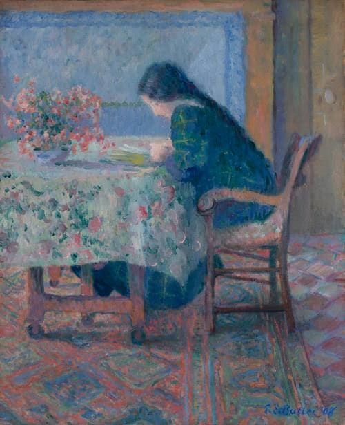 Lili Butler Reading at the Butler House, Giverny