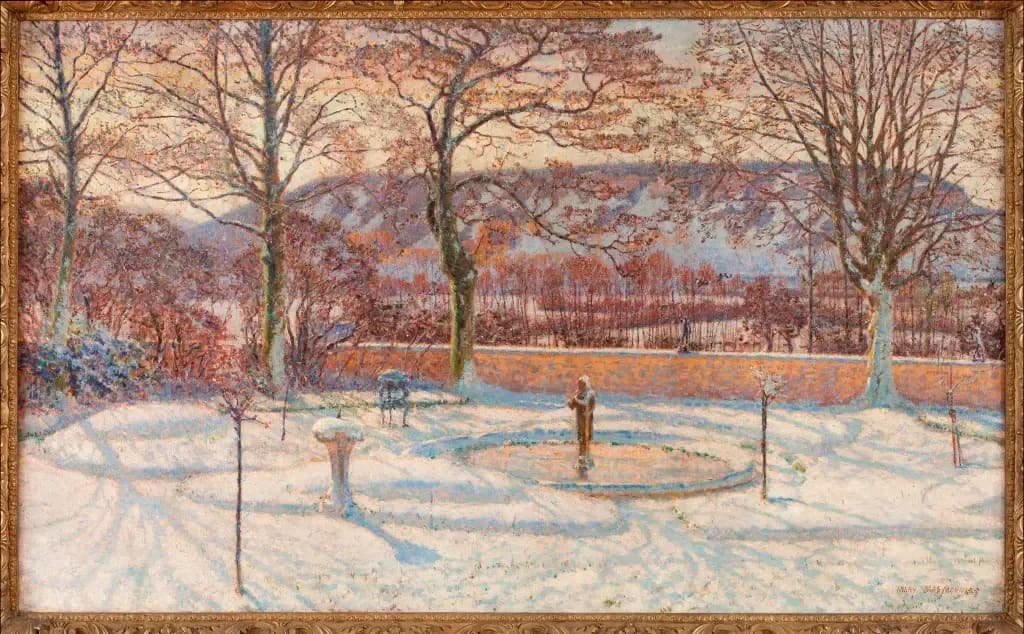 Un coin de parc par temps de neige